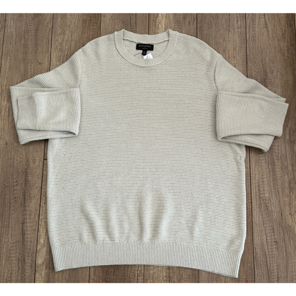Banana Republic NWT Men's Pullover Crew Neck Linen Blend Sweater Sz XL Beige - Picture 1 of 11
